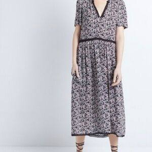 Zadig & Voltaire Black and Pink Floral Midi Dress